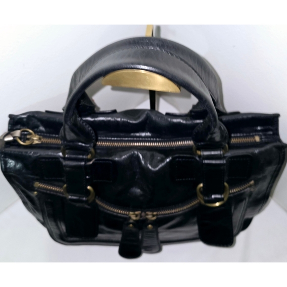 Chloé "Bay" Black Ink Patent Leather Satchel bag - Picture 3 of 8